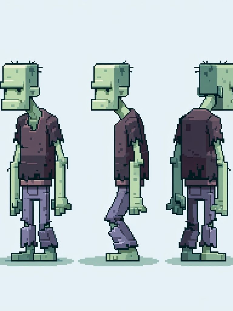 Pixel Zombie Character Poster. poster — gaming art