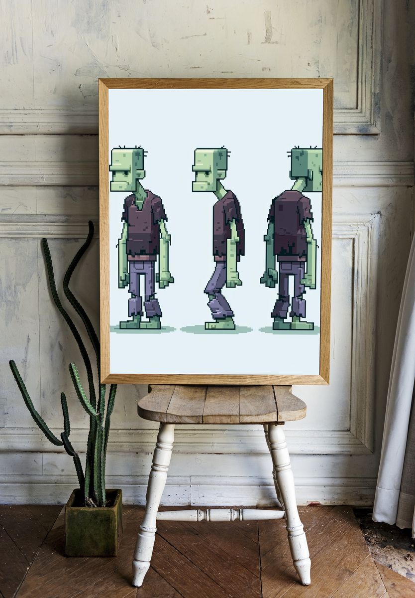 Pixel Zombie Character Poster. — room view 1