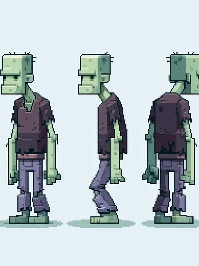 Pixel Zombie Character Poster. poster