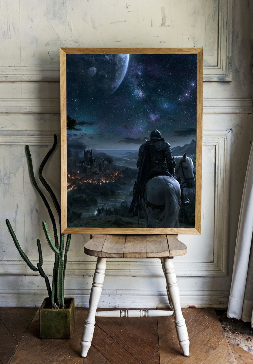 Knight Under Starry Sky Poster. — room view 1