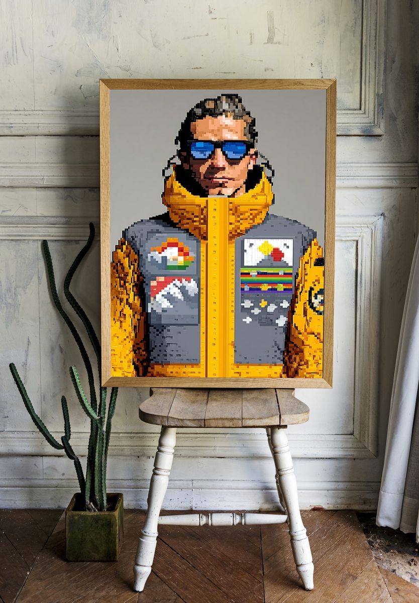 Pixel Portrait in Yellow Jacket Poster. — room view 1