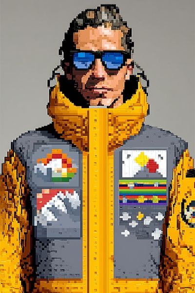 Pixel Portrait in Yellow Jacket Poster.