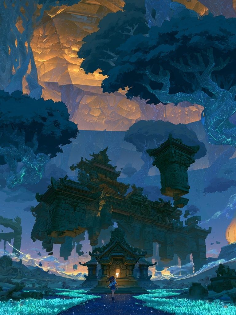 Mystic Temple Landscape Print. poster detail