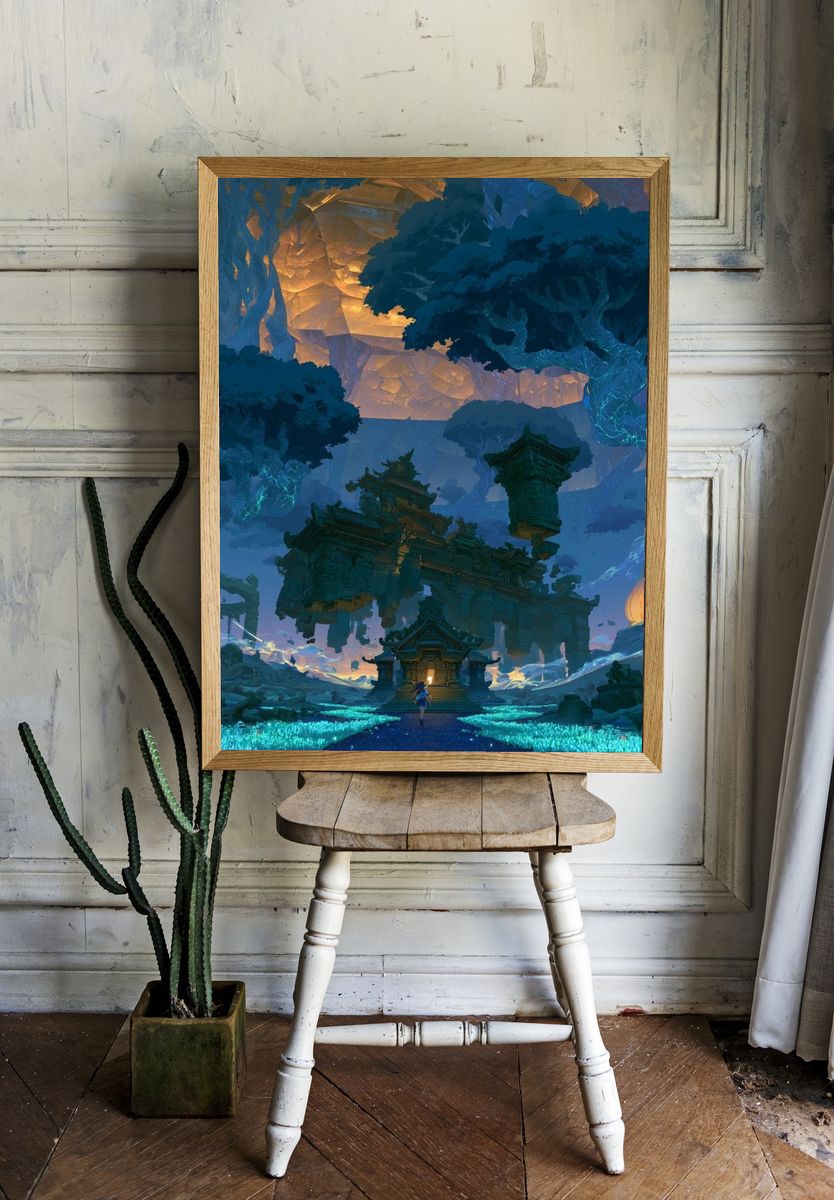 Mystic Temple Landscape Print. room preview