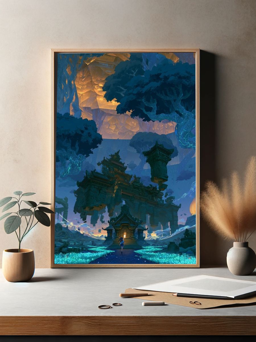 Mystic Temple Landscape Print. — room view 2