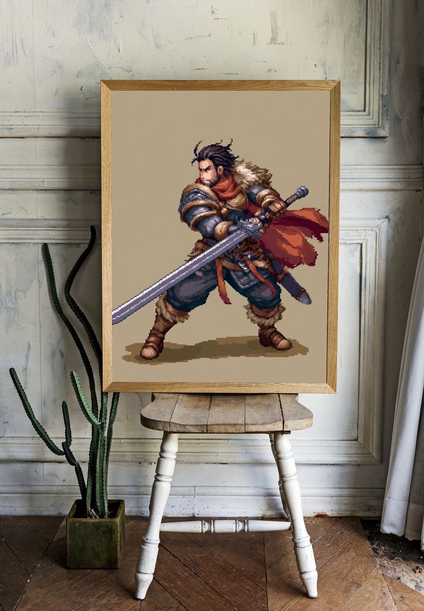Pixel Warrior Fantasy Print. — room view 1
