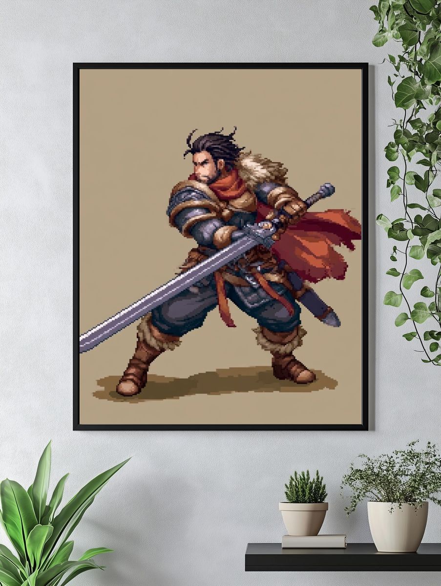 Pixel Warrior Fantasy Print. — room view 4