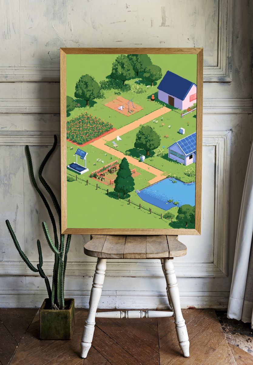 Pixel Farm Landscape Poster. — room view 1