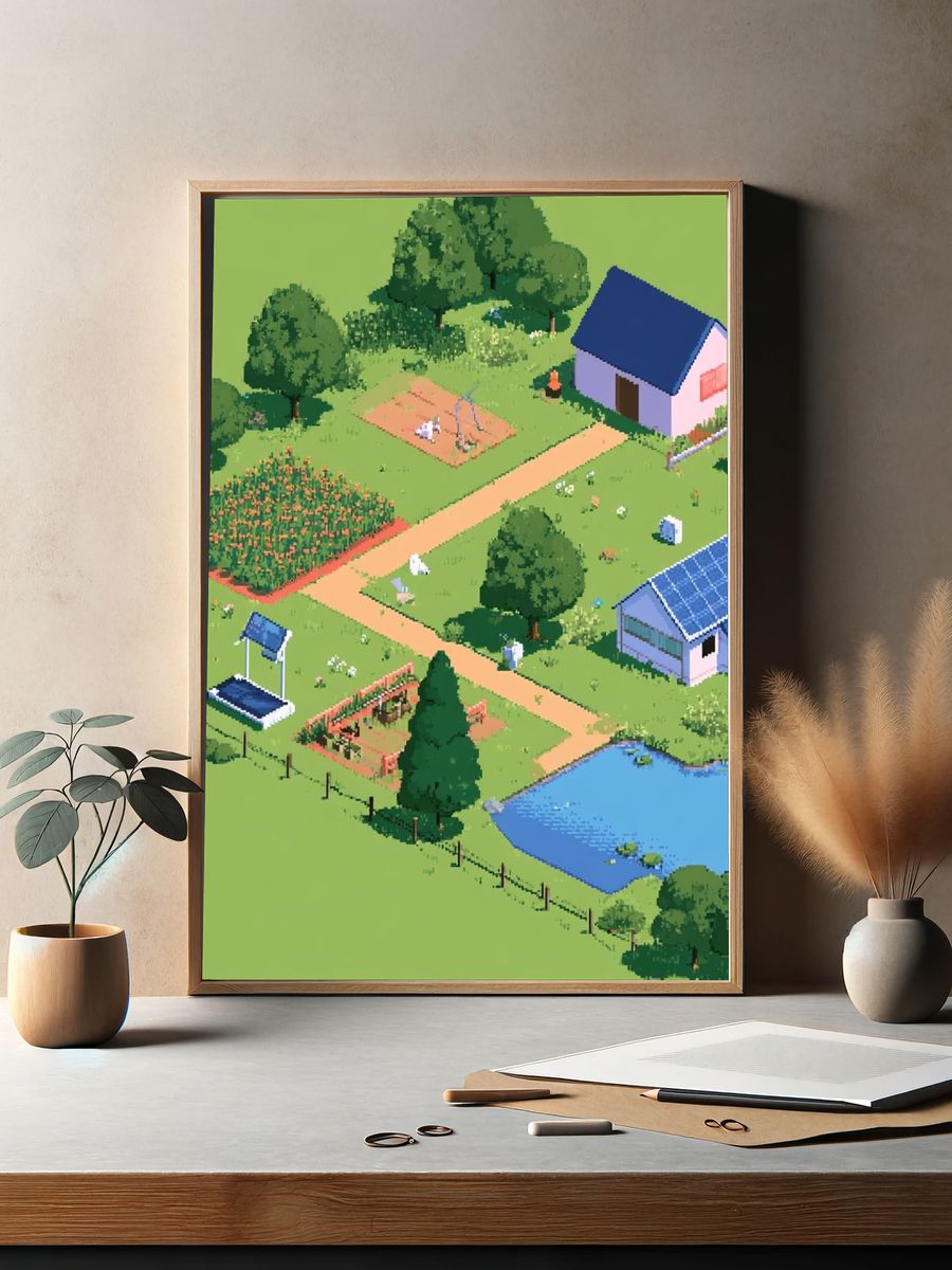 Pixel Farm Landscape Poster. — room view 2