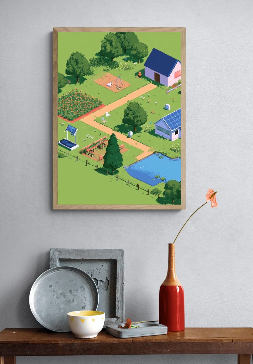 Pixel Farm Landscape Poster. — room view 3
