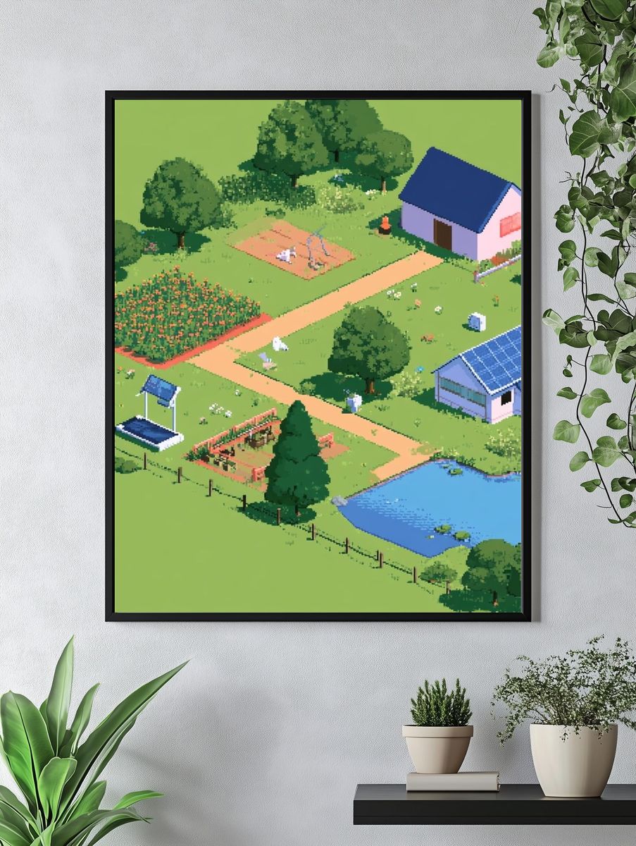Pixel Farm Landscape Poster. — room view 4