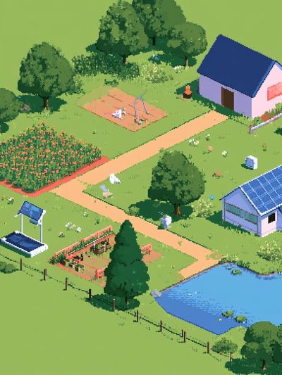 Pixel Farm Landscape Poster. poster