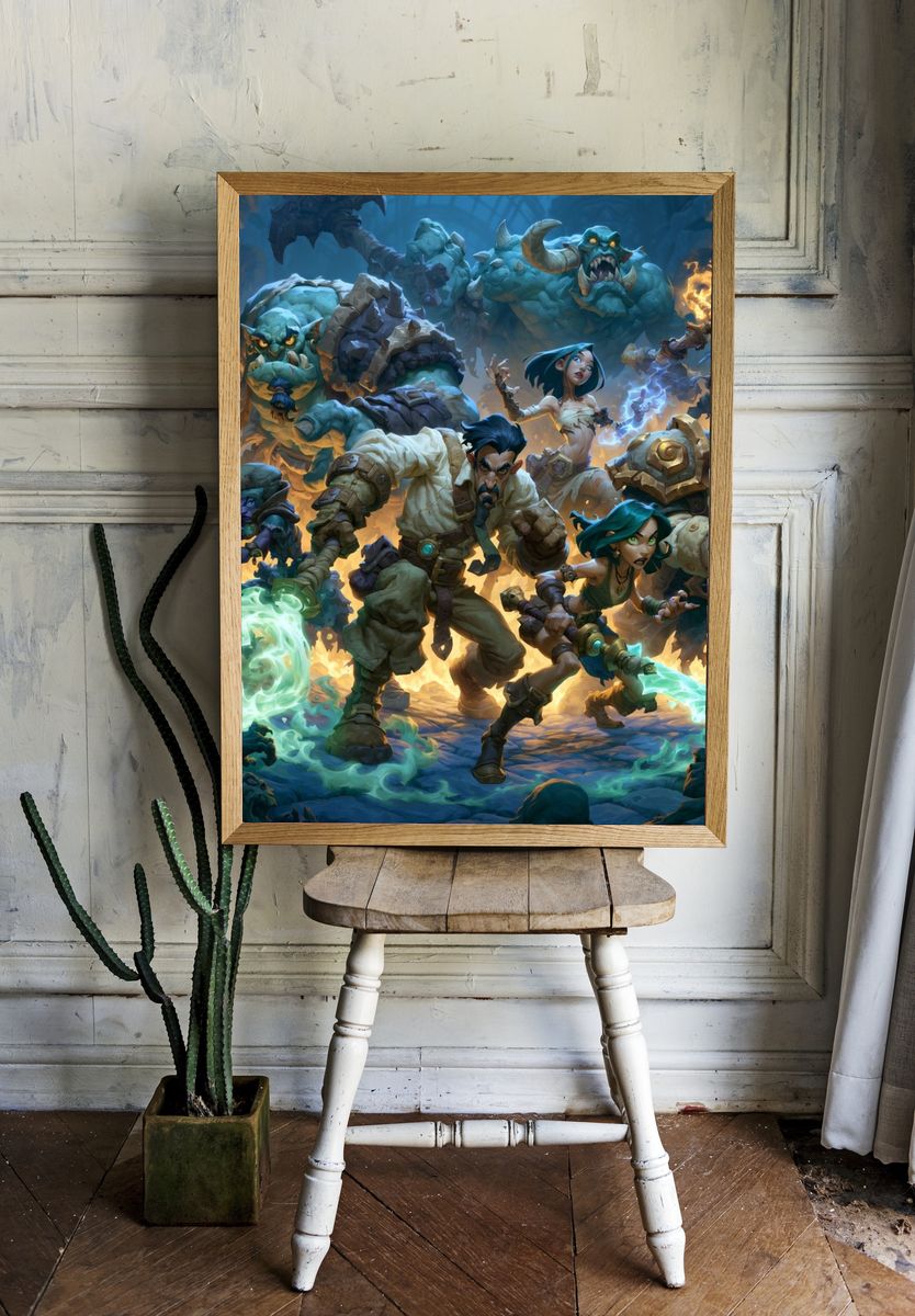 Fantasy Dungeon Heroes Illustration Poster. room preview