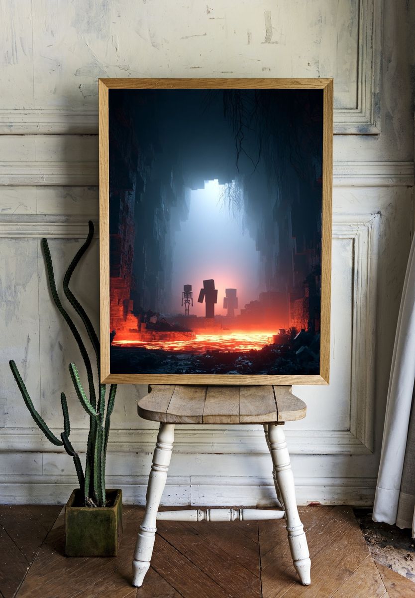 Minecraft Cave Scene Sci-Fi Poster. — room view 1