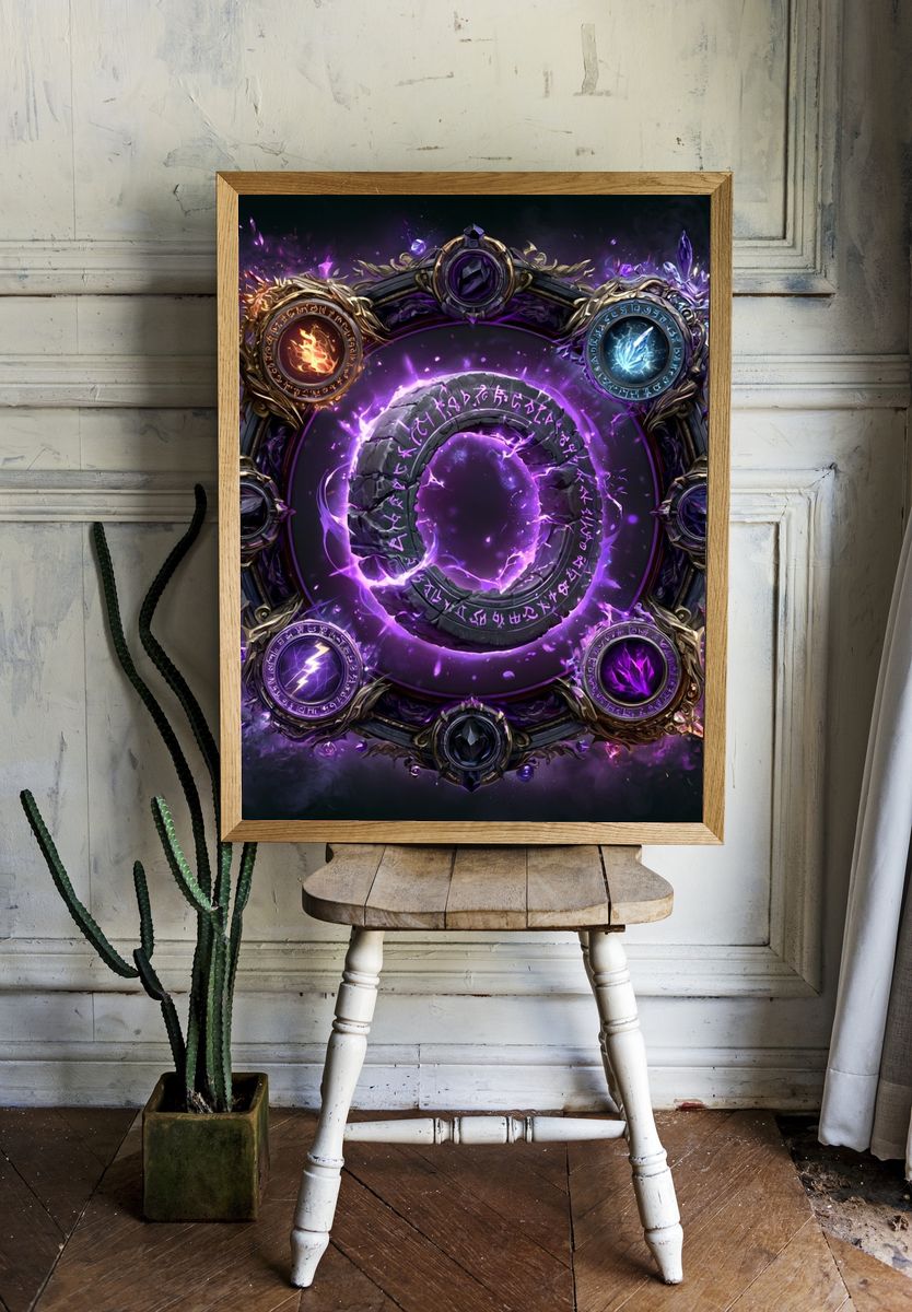 Arcane Rune Circle Fantasy Print. room preview