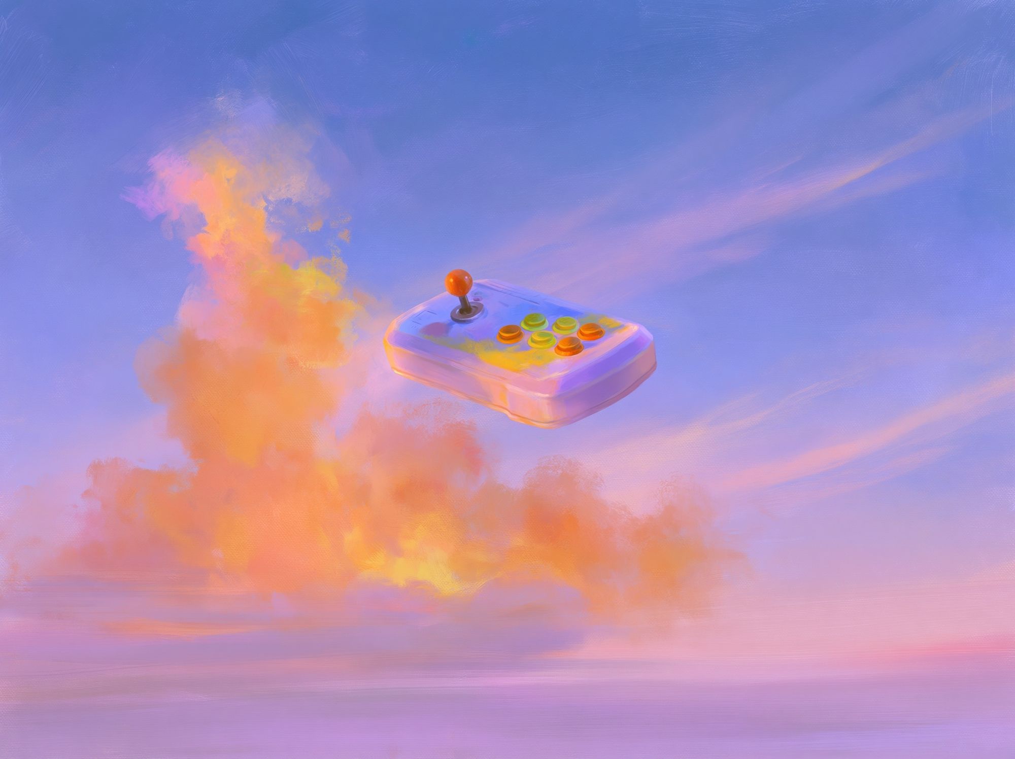 Arcade Joystick Cloudscape Poster. poster detail