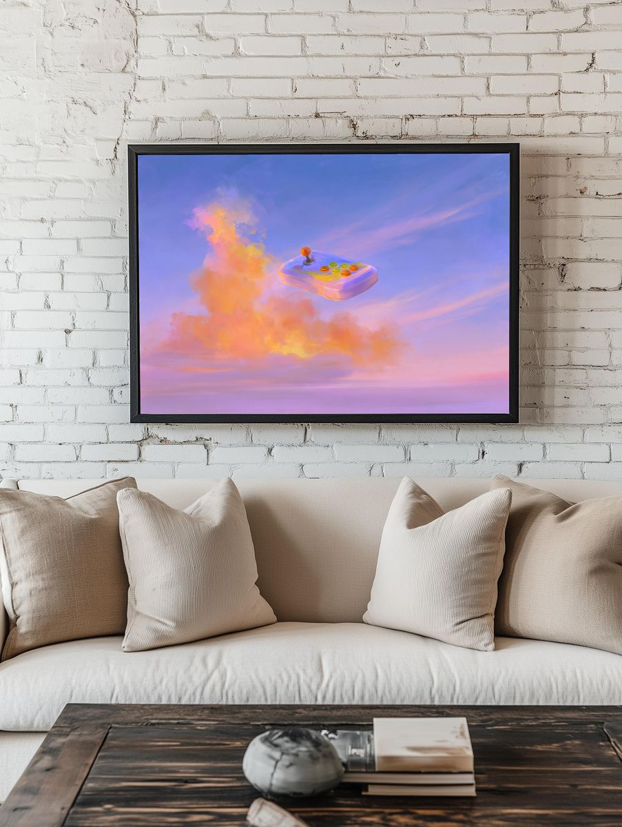 Arcade Joystick Cloudscape Poster. — room view 1