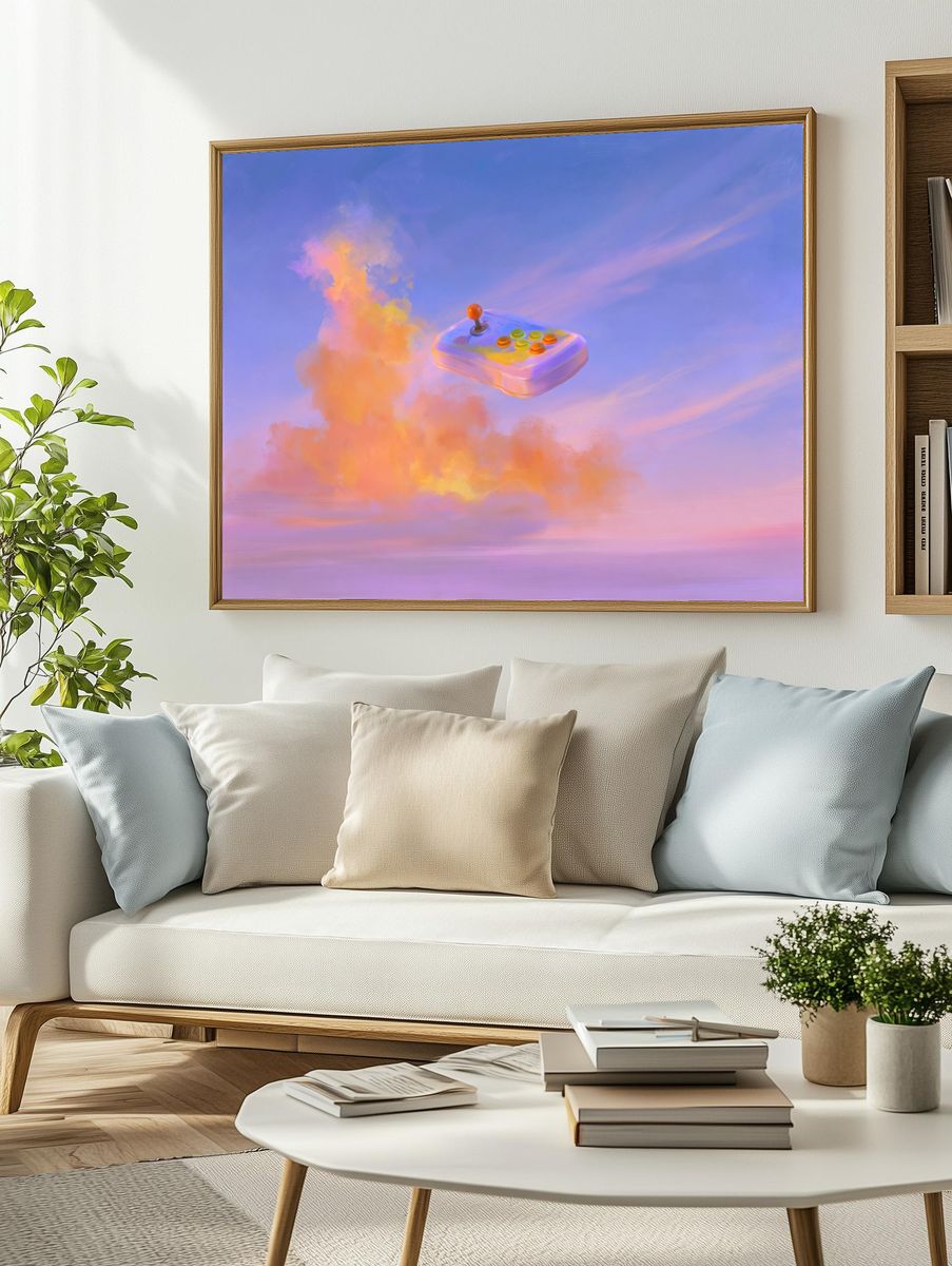 Arcade Joystick Cloudscape Poster. — room view 2