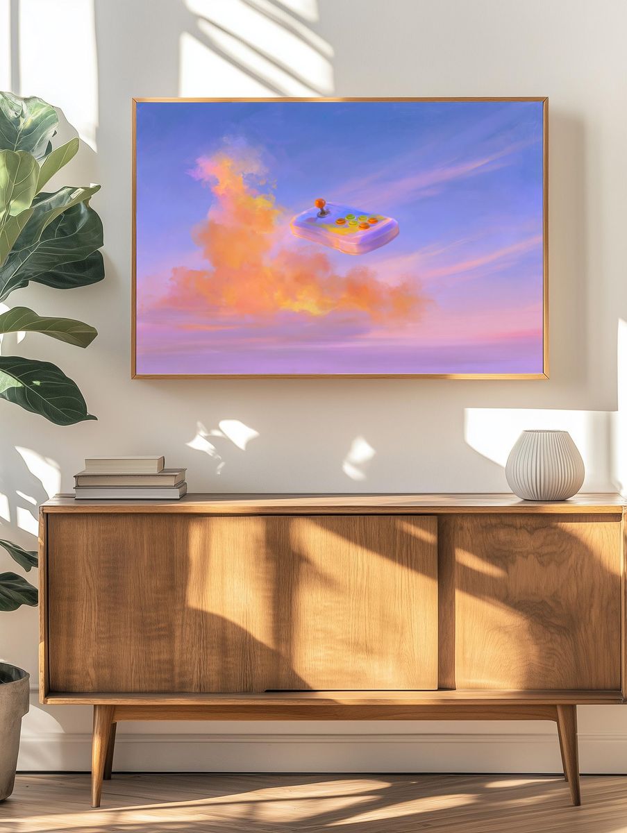 Arcade Joystick Cloudscape Poster. — room view 3