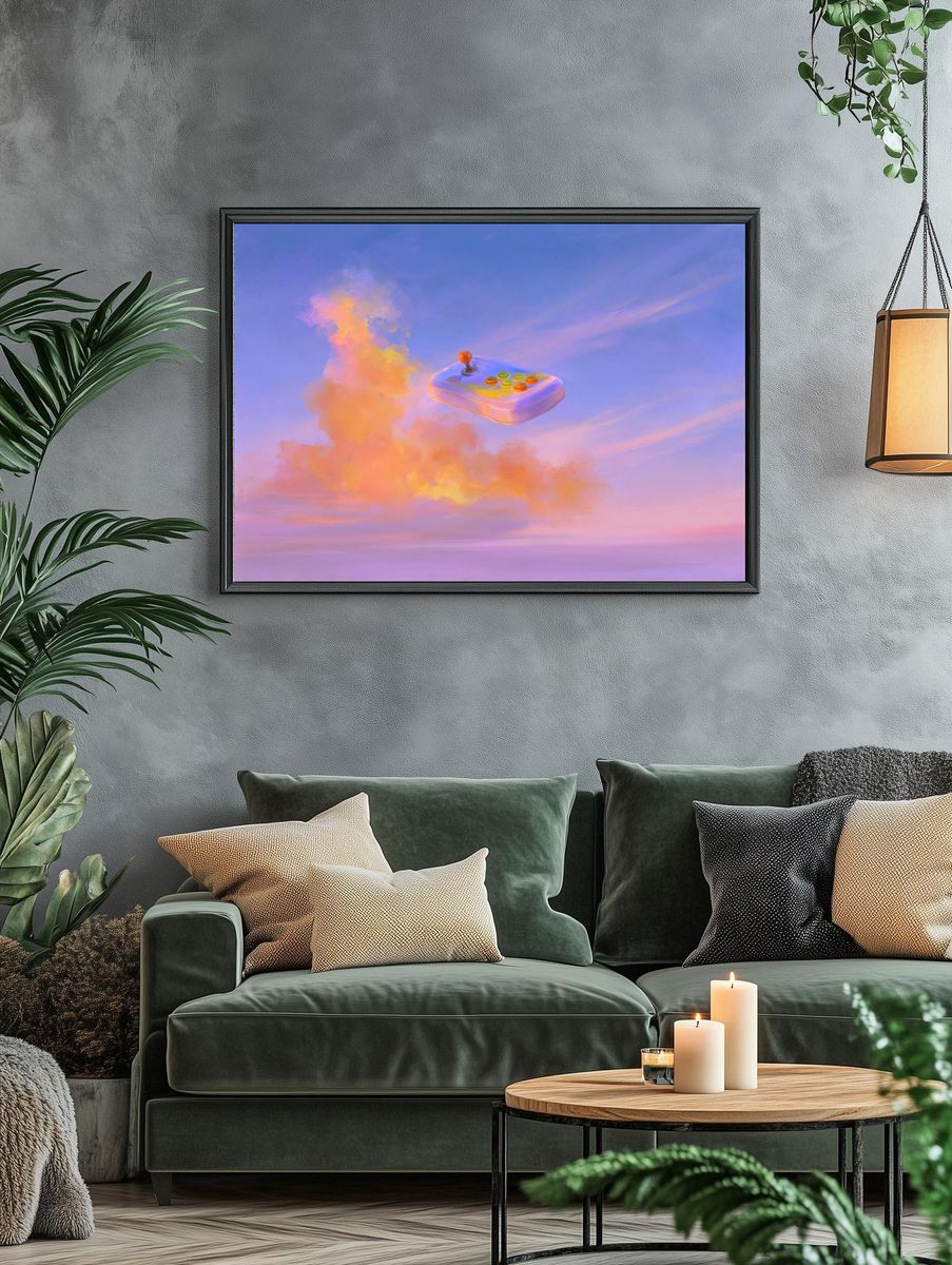Arcade Joystick Cloudscape Poster. — room view 4
