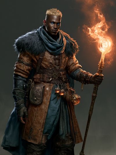 Fire Mage Fantasy Character Poster. poster