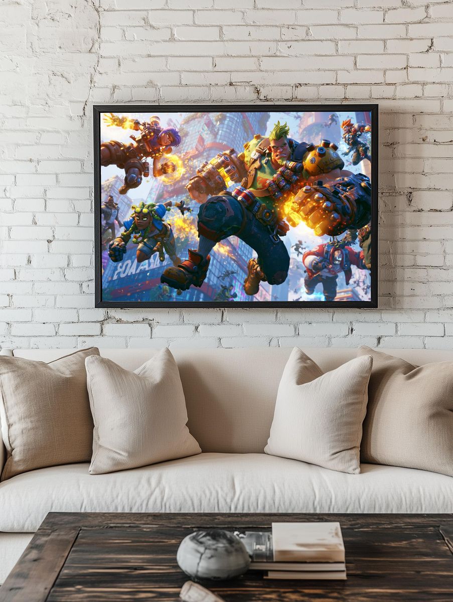 Cyberpunk Brawler Action Print. — room view 1