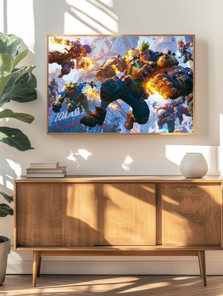 Cyberpunk Brawler Action Print. — room view 3