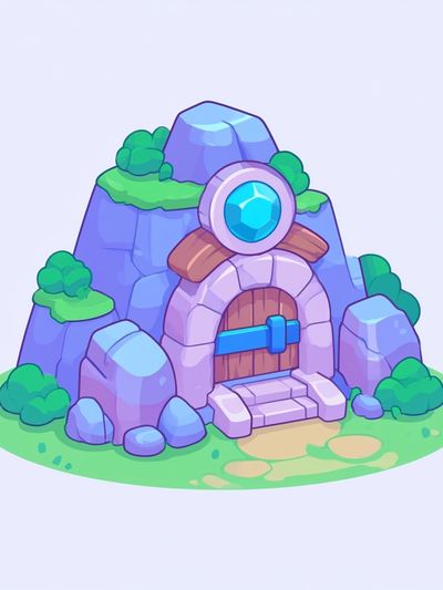 Fantasy Mountain Cave Illustration Poster. poster