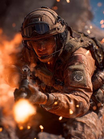 Soldier in Combat — Action Print