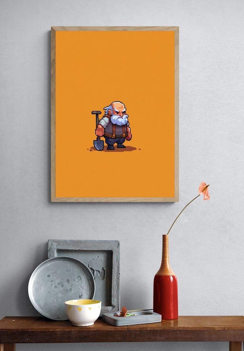 Pixel Miner Character Poster. — room view 3
