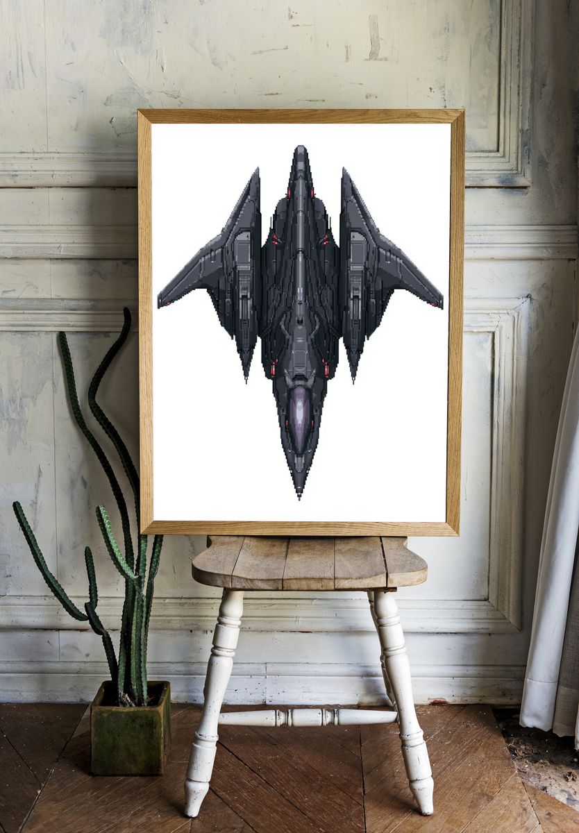 Pixel Space Fighter Poster. room preview