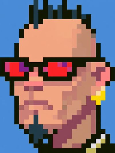 Pixel Portrait with Red Shades Poster. poster