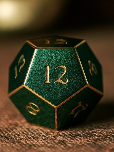 Emerald D20 Dice Photography Poster.