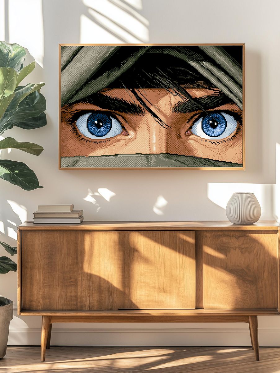 Blue-Eyed Soldier Illustration Poster. — room view 3