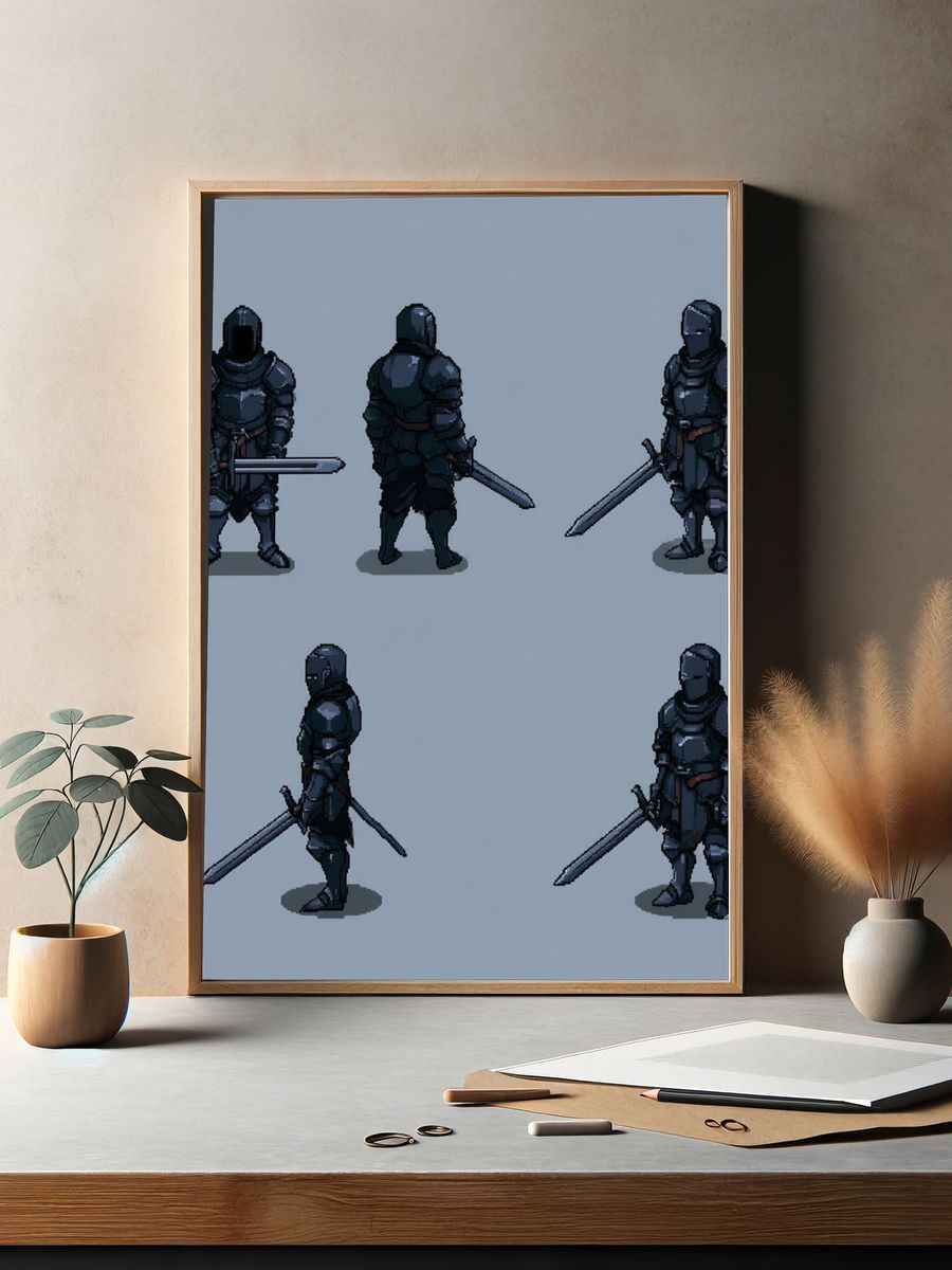 Armored Knight Character Sheet Poster. — room view 2