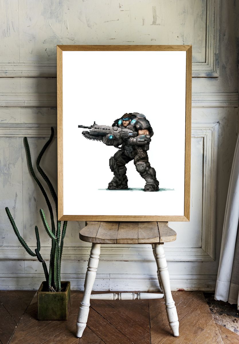 Pixel Sci-Fi Soldier Poster. — room view 1