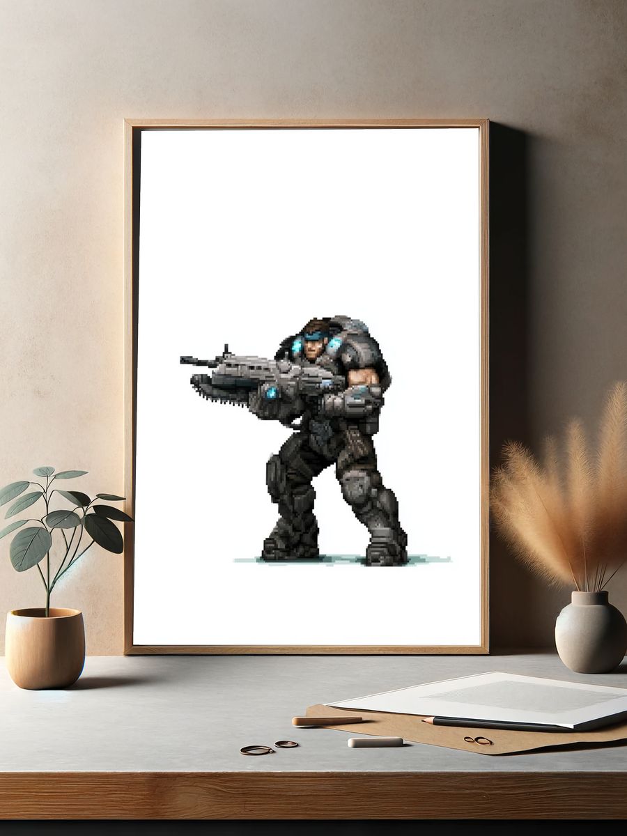 Pixel Sci-Fi Soldier Poster. — room view 2