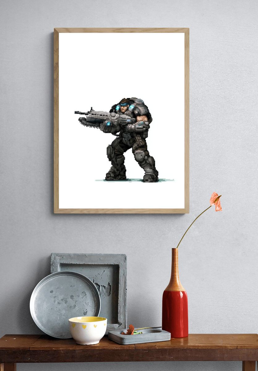 Pixel Sci-Fi Soldier Poster. — room view 3
