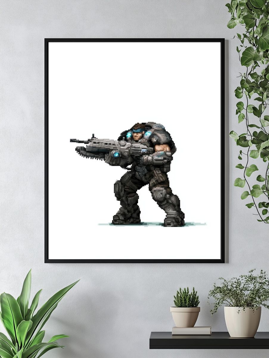 Pixel Sci-Fi Soldier Poster. — room view 4
