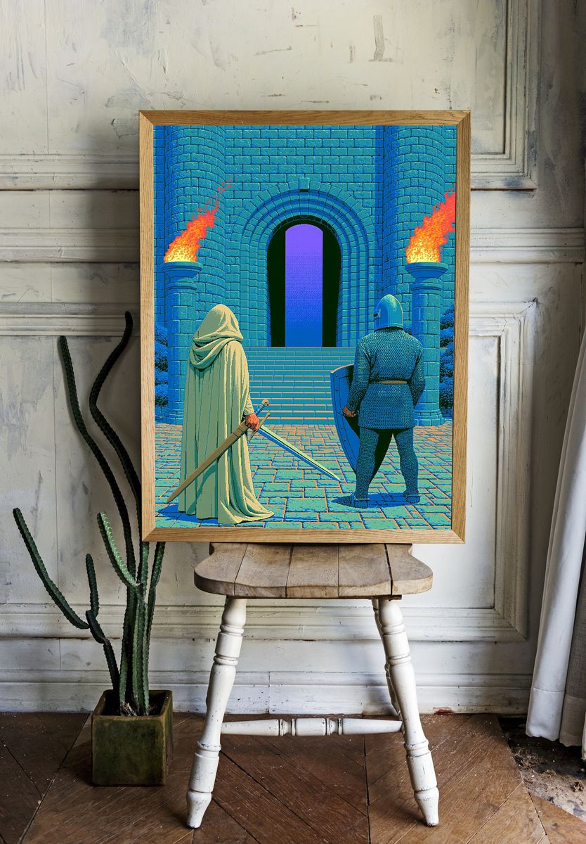Pixel Castle Guardians Print. room preview