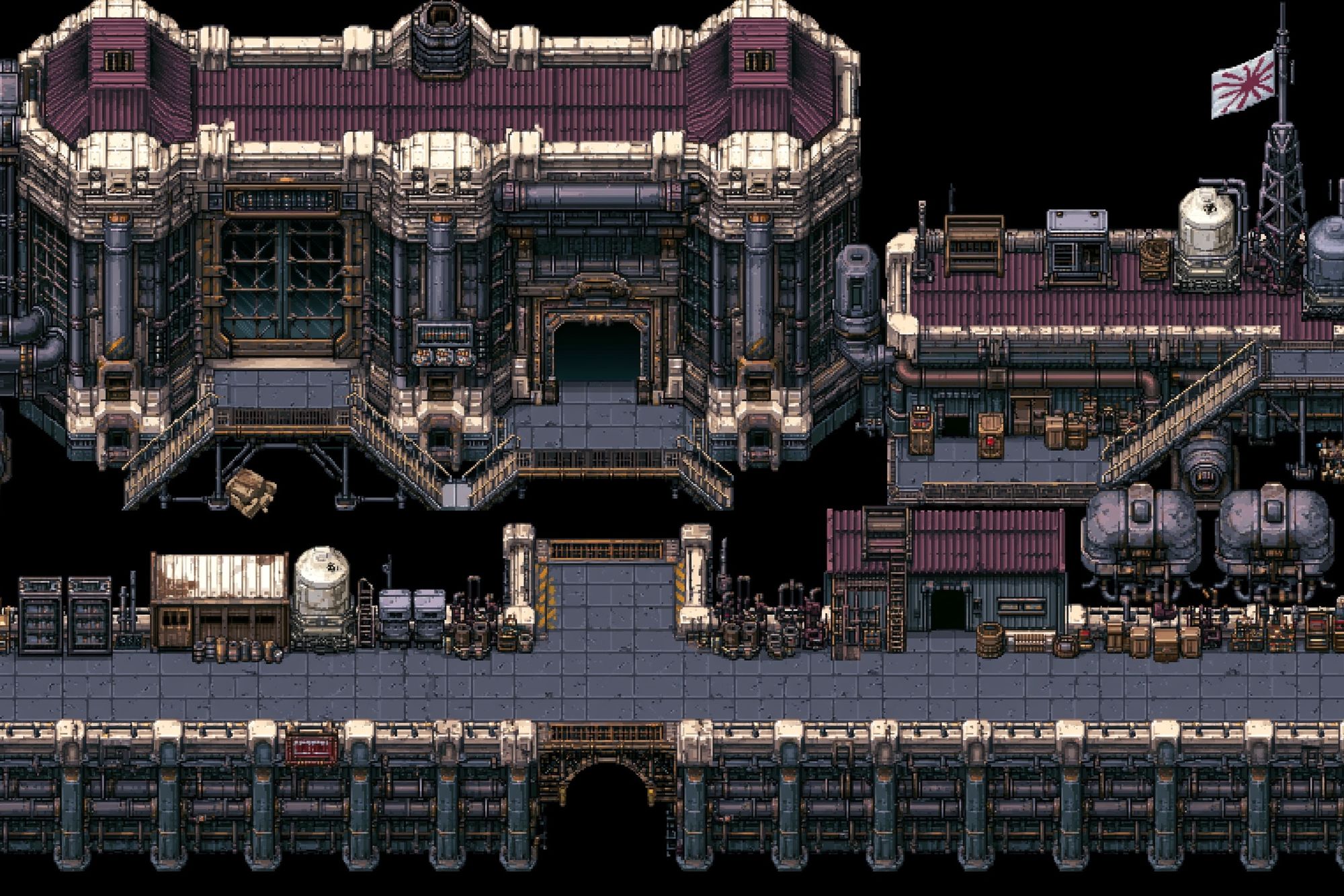 Pixel Art Industrial Fortress Poster. poster — gaming art