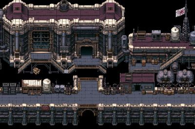 Pixel Art Industrial Fortress Poster. poster