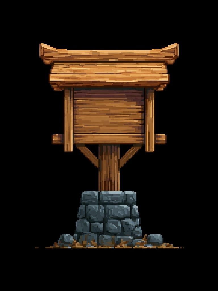Wooden Sign Pixel Art Poster. poster — gaming art