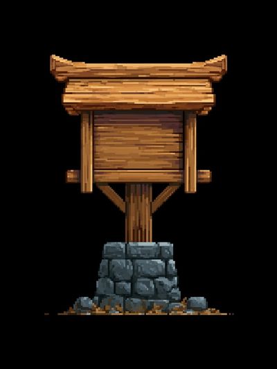 Wooden Sign Pixel Art Poster. poster