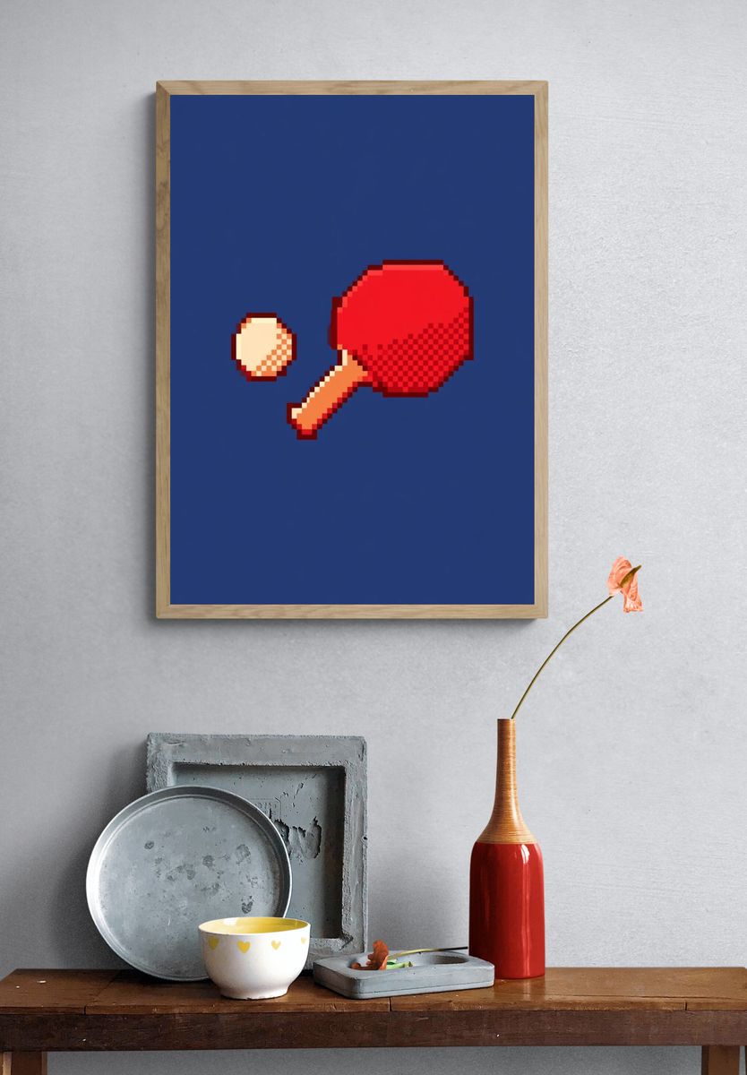 Pixel Table Tennis Poster. — room view 3