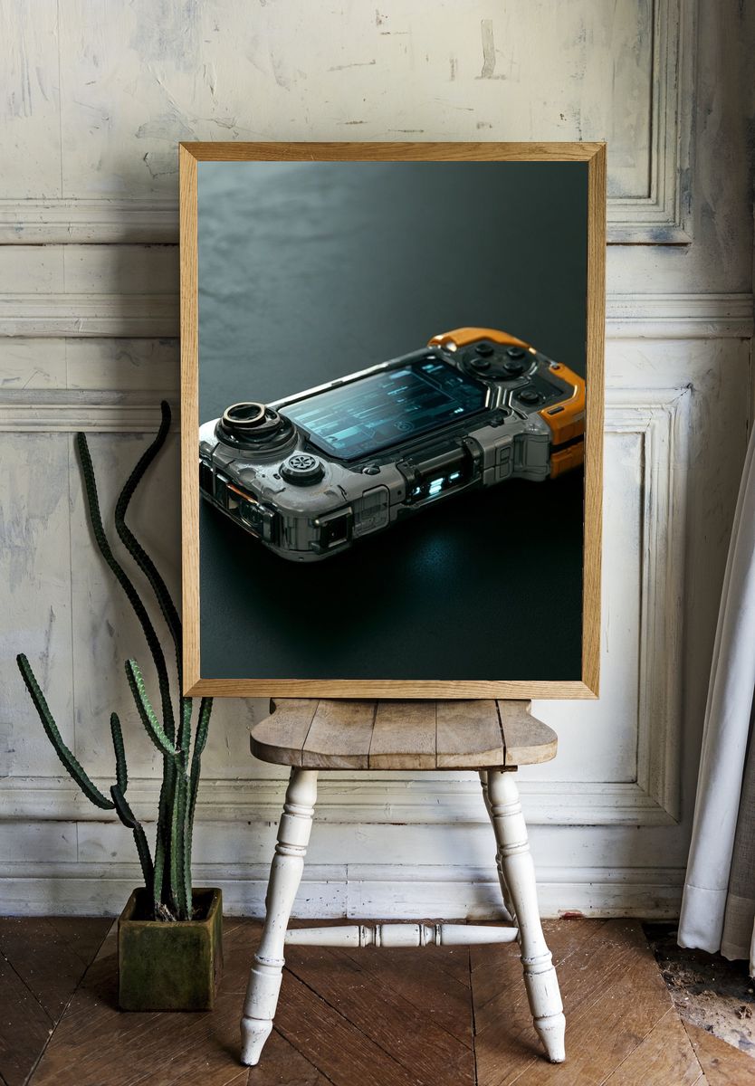 Futuristic Handheld Console Illustration Poster. room preview