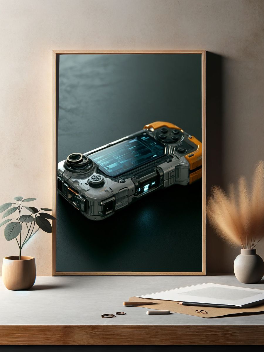 Futuristic Handheld Console Illustration Poster. — room view 2