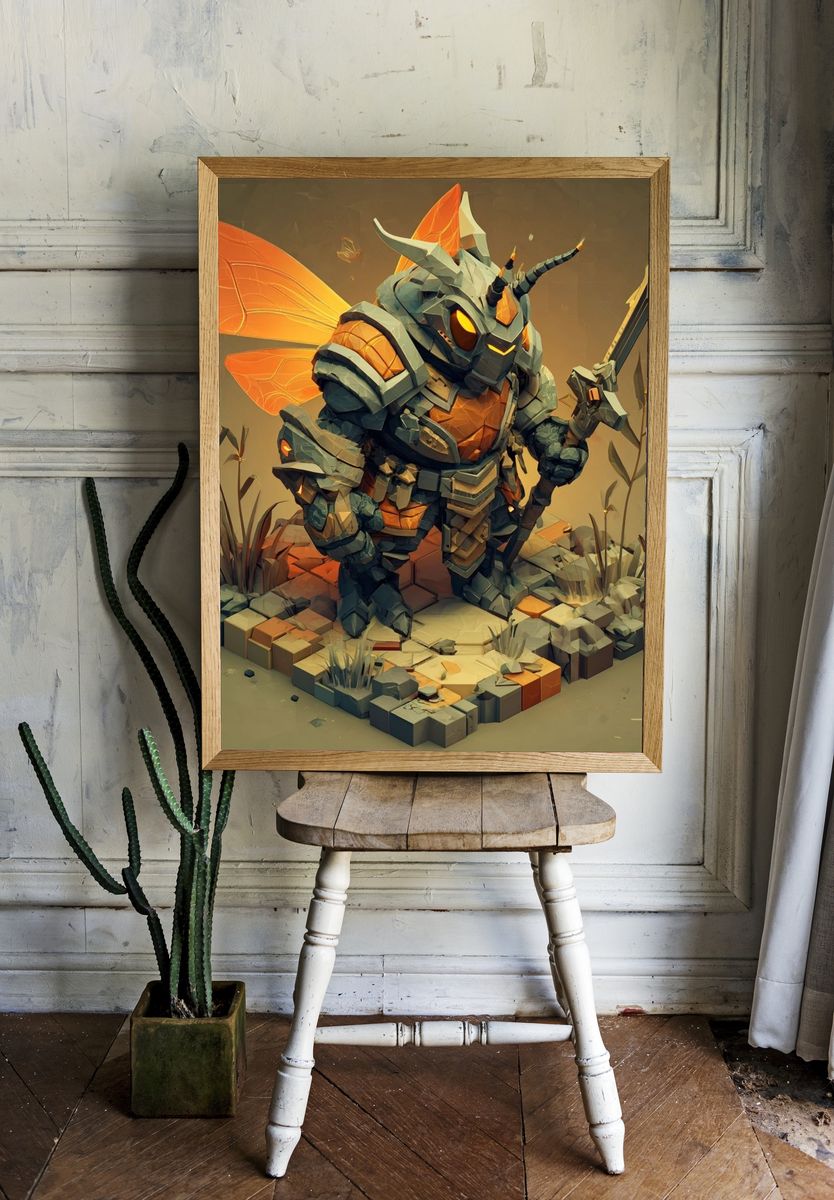 Armored Beetle Fantasy Print. — room view 1