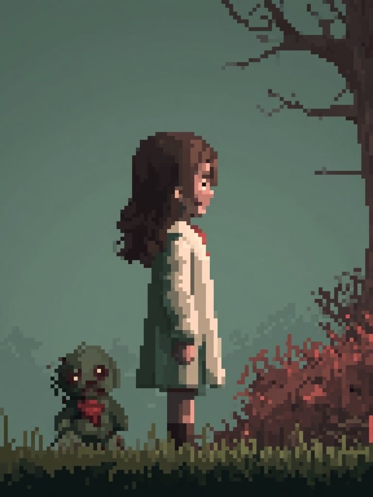 Pixel Girl by the Tree Poster. poster — gaming art