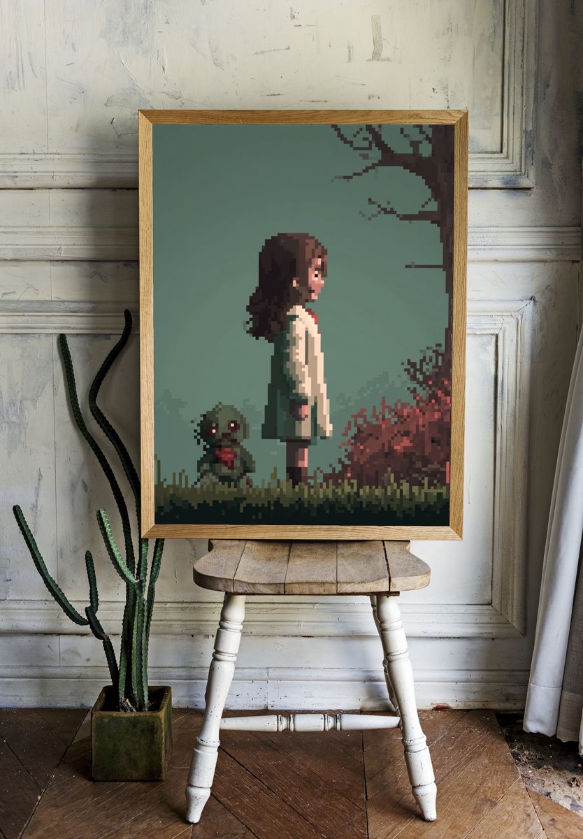 Pixel Girl by the Tree Poster. — room view 1